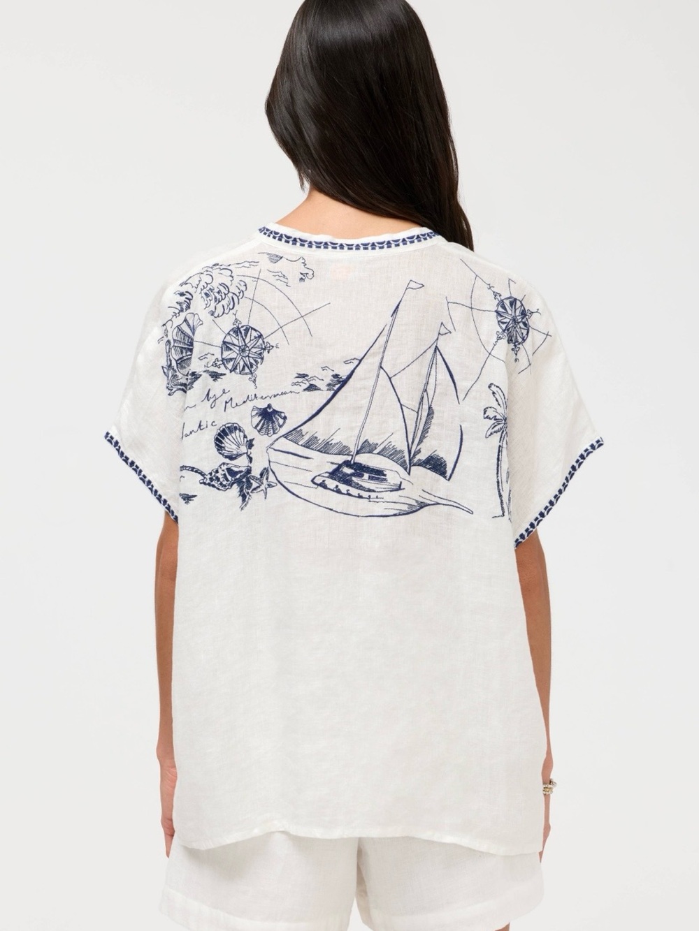 Johnny Was 100% Linen White Tunic